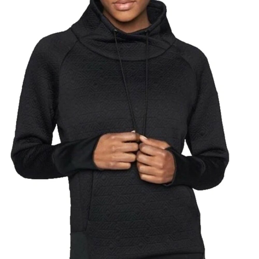 ATHLETA JACQUARD ELEVATION BLACK PULLOVER SWEATSHIRT WOMEN'S SIZE SMALL w/POCKET